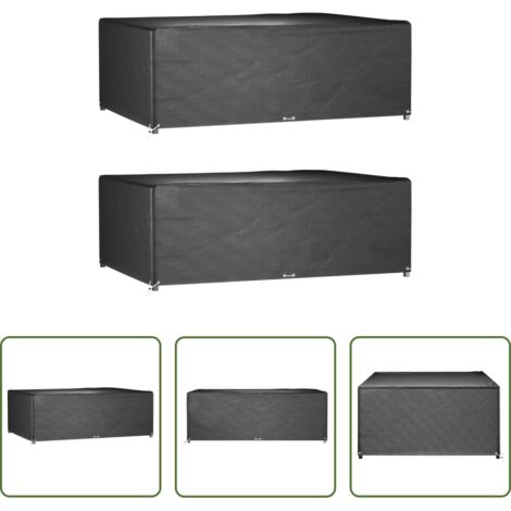 Fundas para muebles al aire libre -  Fundas muebles jardín 2 uds 12 ojales rectangular 240x180x80 cm