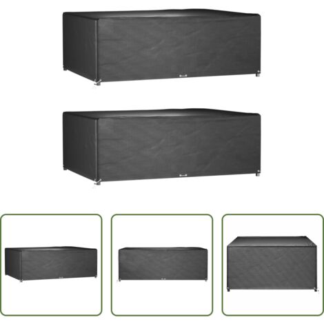 Fundas para muebles al aire libre -  Fundas muebles jardín 2 uds 12 ojales rectangular 270x180x90 cm