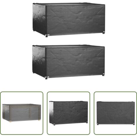 Fundas para muebles al aire libre -  Fundas muebles jardín 2 uds 8 ojales rectangular 160x120x75 cm