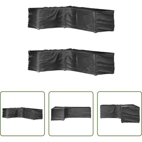 Fundas para muebles al aire libre -  Fundas muebles jardín forma de L 2 uds 16 ojales 210x260x80 cm