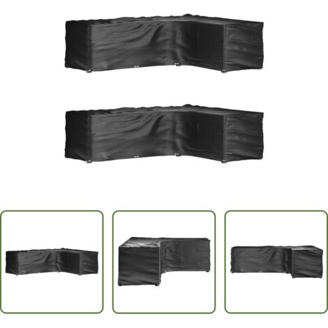 Fundas para muebles al aire libre -  Fundas muebles jardín forma de L 2 uds 18 ojales 285x220x80 cm