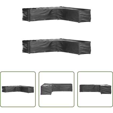 Fundas para muebles al aire libre -  Fundas muebles jardín forma de L 2 uds 20 ojales 300x300x70 cm
