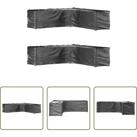 Fundas para muebles al aire libre -  Fundas muebles jardín forma de L 2 uds 20 ojales 300x300x90 cm