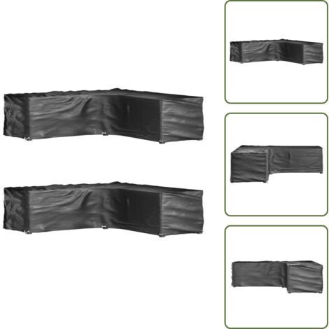 Fundas para muebles de exterior - vidaXL Fundas muebles jardín forma de L 2 uds 16 ojales 285x285x70 cm - Fundas para jardín