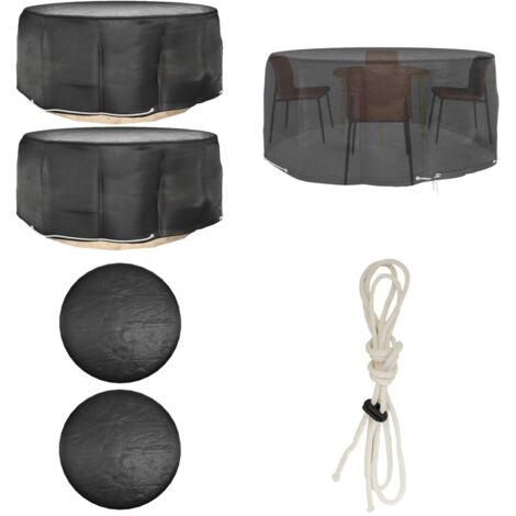 Fundas para muebles de jardín 2 uds 10 ojales redonda Ø260x90cm - Fundas para muebles exteriores - Fundas para ratán