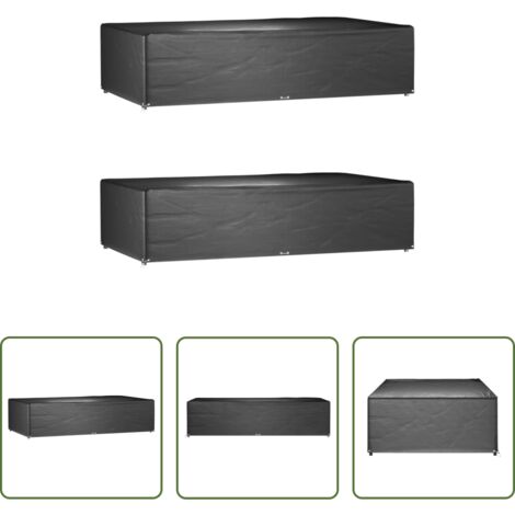 Fundas para muebles exteriores -  Fundas muebles jardín 2 uds 12 ojales rectangular 315x180x75 cm
