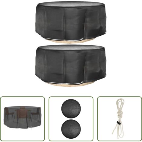 Fundas para muebles exteriores - Fundas para muebles de jardín 2 uds 10 ojales redonda Ø260x90cm