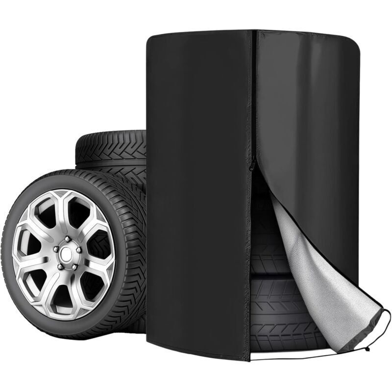 Fundas para neumáticos de coche, 85 x 120 cm, universal, para 4 neumáticos, impermeable, para guardar neumáticos (negro)