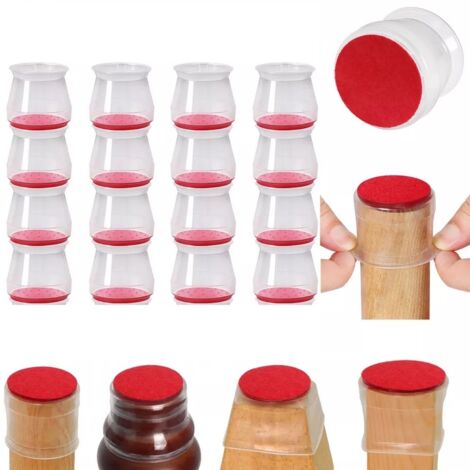 Fundas para patas de silla con fieltro, redondas, universales, rojas, 16 uds.