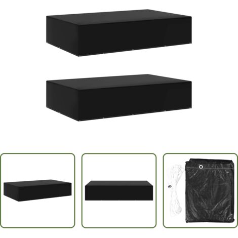 Fundas para ratán -  Fundas de muebles de jardín 2 uds 12 ojales 325x205x70 cm