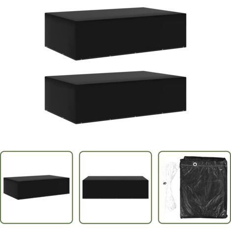 Fundas para ratán -  Fundas de muebles de jardín 2 uds 12 ojales 325x205x90 cm