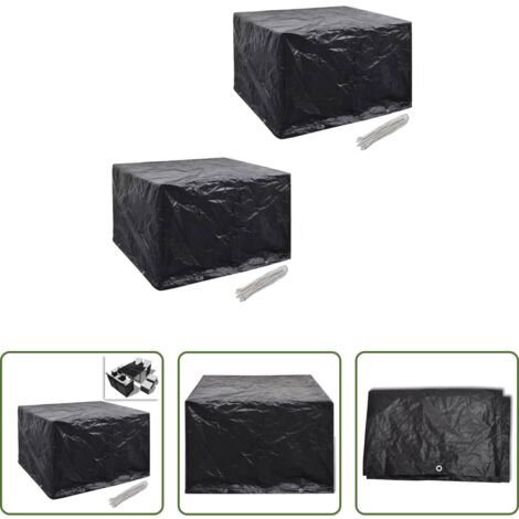 Fundas para ratán -  Fundas muebles de jardín 2 uds 4 pers 8 ojales ratán 113x113cm