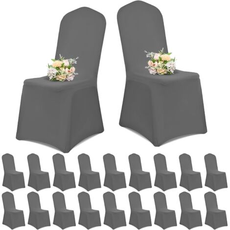 Fundas para sillas (20 unidades), extraíbles y lavables, ideales para bodas, fiestas y banquetes (gris oscuro).