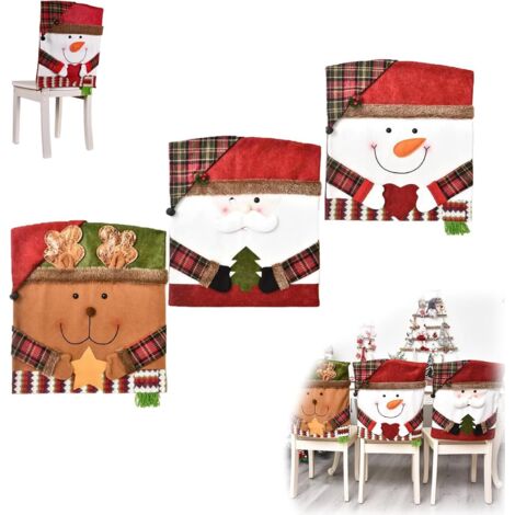 Fundas para sillas con temática navideña, fundas para respaldos de sillas para decoración de fiestas en casa (3 piezas)
