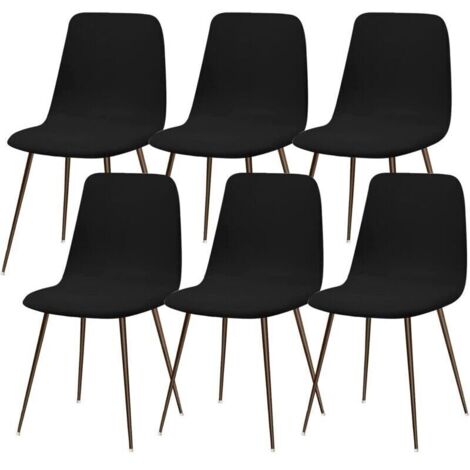 Fundas para sillas de comedor – Juego de 6 – Negras – Diseño lavable universal – Tejido moderno y elegante