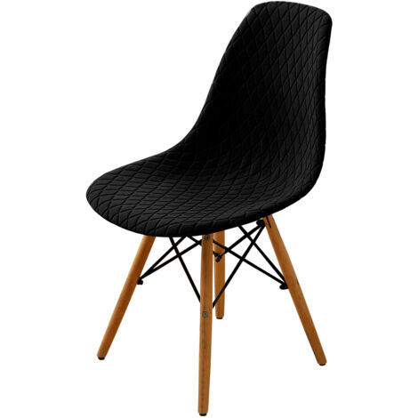 Fundas para sillas de estilo nórdico, juego de 4 piezas, impermeables, extraíbles, lavables, universales con elástico, ideales para la cocina y la decoración del hogar (negro).