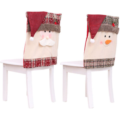 Fundas para sillas navideñas, 2 piezas, fundas para sillas de comedor, fundas para sillas navideñas, fundas para sillas navideñas, fundas para sillas de muñeco de nieve, fundas para sillas con gorro n