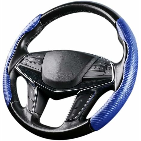 Fundas para Volante, Funda de Cuero para Volante, 37-38 cm, Textura Antideslizante, Universal, Fibra de Carbono, Azul