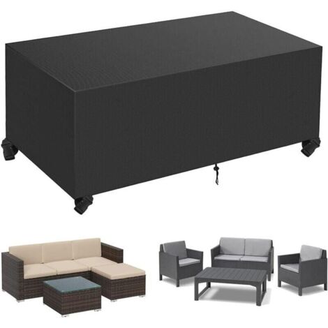 Fundas protectoras para muebles de jardín, tejido Oxford impermeable, resistente a los rayos UV, lona con cuerda y hebilla de cierre, color negro (150x90x75cm, 420D)