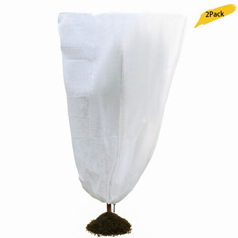 Fundas protectoras reutilizables para plantas, paquete de 2, blancas, tamaño 1,2 x 1,8 m, tela no tejida, abertura amplia con cordón ajustable.