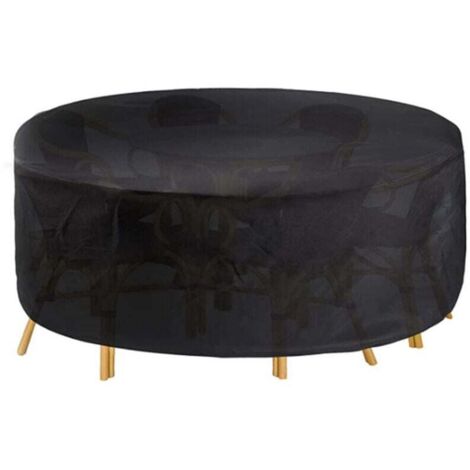 Fundas redondas para muebles de jardín de 120 x 75 cm, impermeables, para mesas redondas de exterior, de tela Oxford 420D, resistentes al viento.
