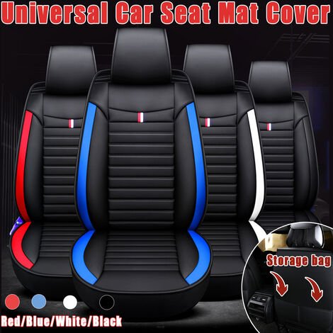 Fundas universales para alfombrilla de asiento delantero de coche, cojín transpirable de cuero PU, 4 colores (rojo, versión de lujo a prueba de agua)