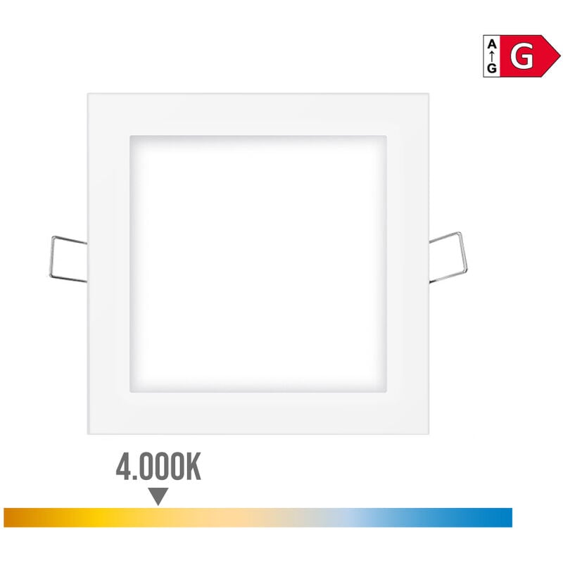

Mini downlight led 6w 320 lumen cuadrado 12cm 4.000k marco blanco - EDM