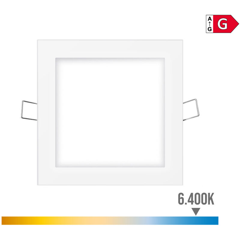 

EDM Mini downlight led edm 6w 320 lumen cuadrado 12cm 6.400k marco blanco