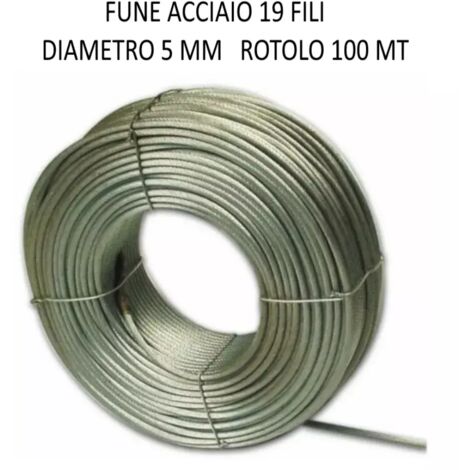 FUNE ACCIAIO FILOMAT PER TESATE 19 FILI D.5 mm ROTOLO DA 100 MT
