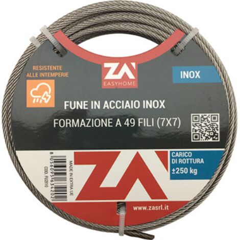 Fune acciaio inox d.mm  2 l.mt  25 (2 pezzi)