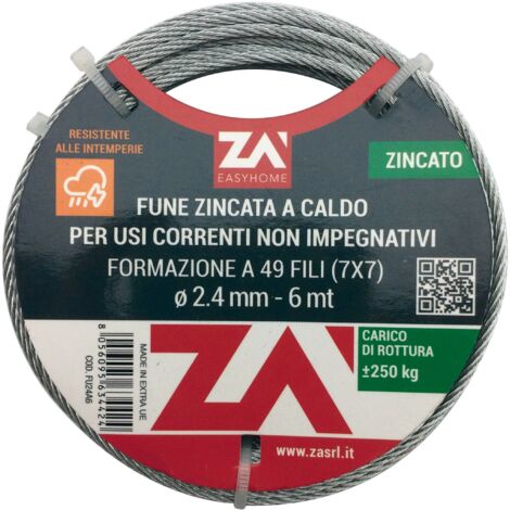 FUNE ACCIAIO ZINCATO 42F D 1,5 MM  25 M