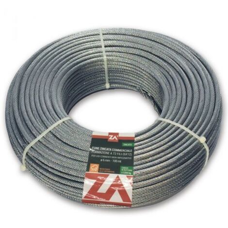 FUNE ACCIAIO ZINCATO ANTIGIRO 133F D 4 100 M