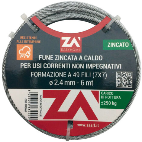 FUNE ACCIAIO ZINCATO ANTIGIRO 133F D 4   25 M- 1,0 pz