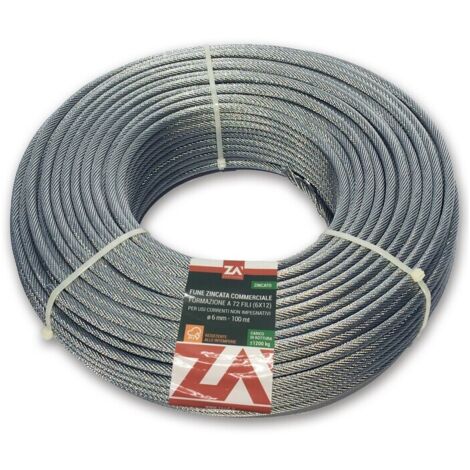 FUNE ACCIAIO ZINCATO ANTIGIRO 133F D 5 100 M