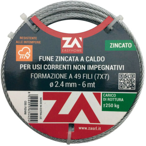FUNE ACCIAIO ZINCATO ANTIGIRO 133F D 5  25 M- 1,0 pz
