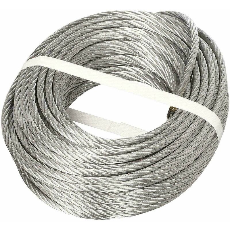 Image of Fune commerciale corda acciaio zincata 12x6 72 fili treccia carico varie misure lunghezza: 100 metri diametro fune/kg: 3 mm 300 kg