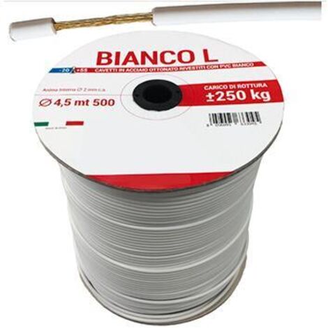 FUNE STENDIBIANCHERIA PVC BIANCONE L Ø4,5MM ANIMA ACCIAIO OTTONATO