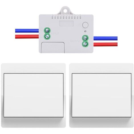 Funk-EU-Schalter, batterielos, 2er-Pack, autarkes Funk-Schalter-Set, batterieloser Funk-Wechselschalter, Funkfernbedienungsschalter für die Hausbeleuchtung (EU 1-fach 2V1A)