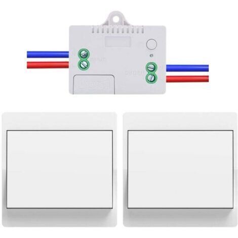 Funk-EU-Schalter, batterielos, 2er-Pack, autarkes Funk-Schalter-Set, batterieloser Funk-Wechselschalter, Funkfernbedienungsschalter für die Hausbeleuchtung (EU 1-fach 2V1A)