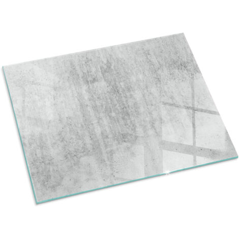 Funkenschutzplatte für Kamin Dekorative Glas Glasbodenplatte Glasboden Hartglas Rohbeton-Textur 80x60 cm