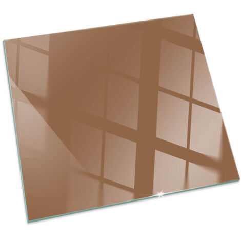 Funkenschutzplatte für Kamin Hitzeschutz Schutzplatte Hartglas Dekorative Glasbodenplatte Farbe Braun Quadratisch 60x60 cm