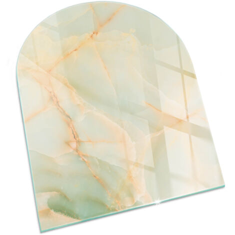 Funkenschutzplatte für Kamin Schutzplatte Design Hartglas Dekorative Glasbodenplatte Glasboden Motiv Abstraktes Marmormuster 80x70 cm
