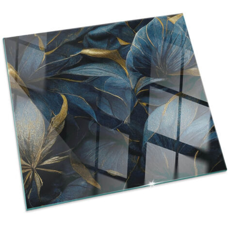 Funkenschutzplatte Kaminplatte Kaminglas Funkenschutz Ofenplatte Glasplatte Bodenplatte mit Bodenschutz Elegante Blätter in Textur 60x60 cm