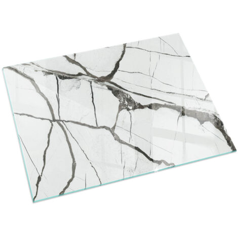 Funkenschutzplatte Kaminplatte Kaminglas Funkenschutz Ofenplatte Glasplatte Bodenplatte mit Bodenschutz Marmorader-Muster 60x40 cm