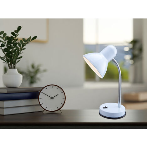 Funktionale Schreibtischlampe / Tischleuchte BASIC in Weiß, Flexrohr