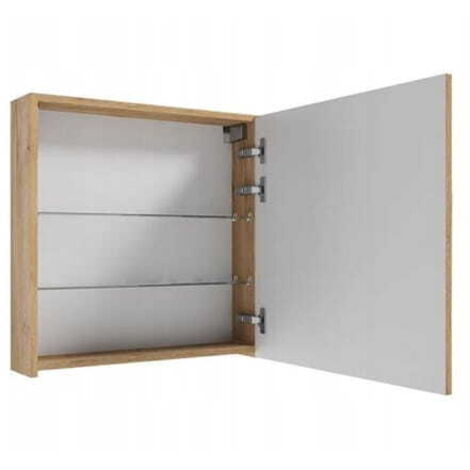 Funktioneller Badezimmer-Hängeschrank mit Spiegel 60x60 cm, Craft Eiche Salsa