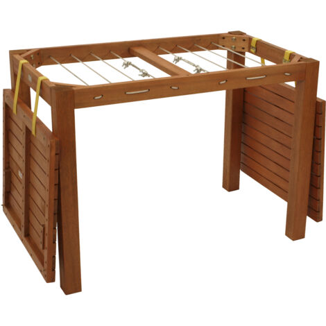 Funktions - Gartentisch mit Wäscheständerfunktion, 100x60x74,5cm, Eukalyptus, FSC®-zertifiziert