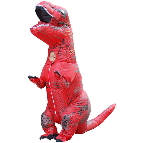 main image of "Funny Inflatable Dinosaur Trex Costume Suit Air Fan Operated Blow Up Halloween Cosplay Fancy Dress Animal Costume Jumpsuit--Green, Child"