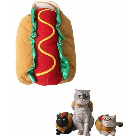 Funny Pet Chien Chat Vêtements Halloween Noël Déguisement Cosplay Hot Dog Taille S