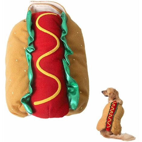 Funny Pet Chien Chat Vêtements Halloween Noël Déguisements Cosplay Hot Dog Taille M